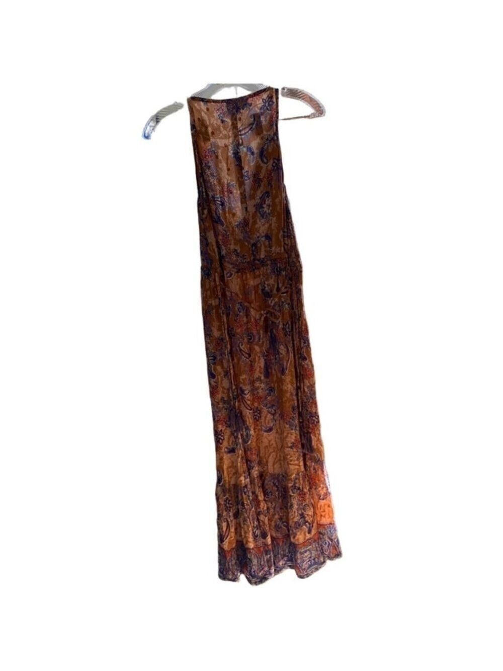 Women's Angie Dress, Floral Paisley Print Rust Blue Size S - Picture 4 of 6